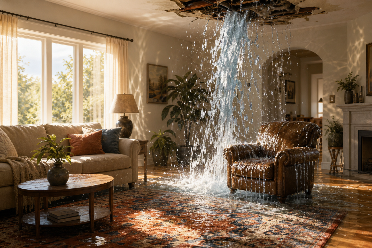 Burst Pipes in Living Room