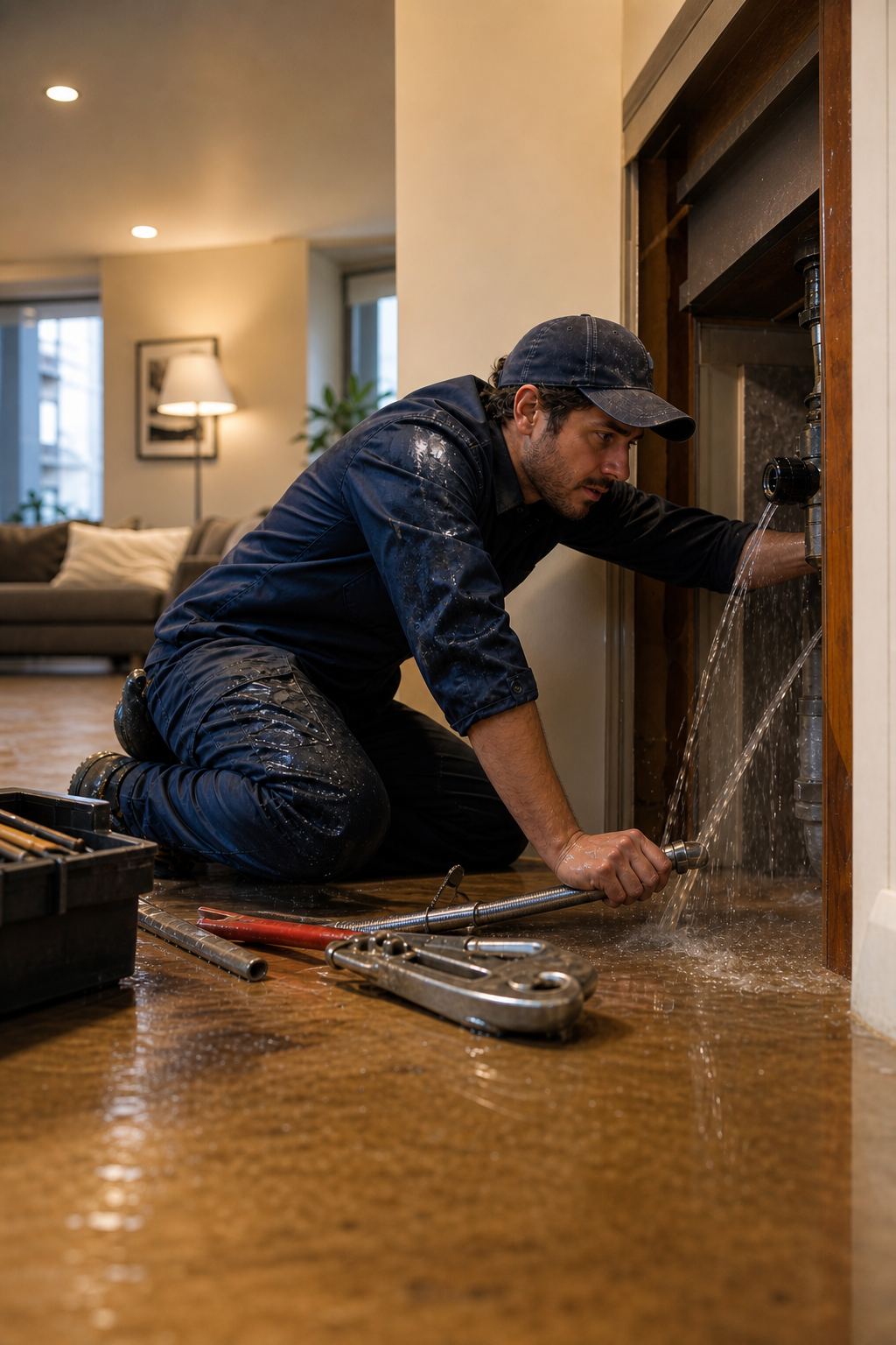 Emergency Plumber with Tools Portrait