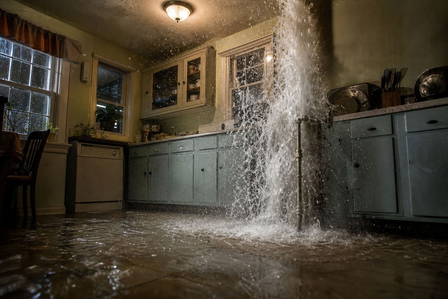 Leaking Geyser Pipes in Kitchen
